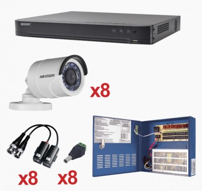 Kit 1 DVR 8 Canales + 8 Cámaras Bala EPCOM KH1080P8BW